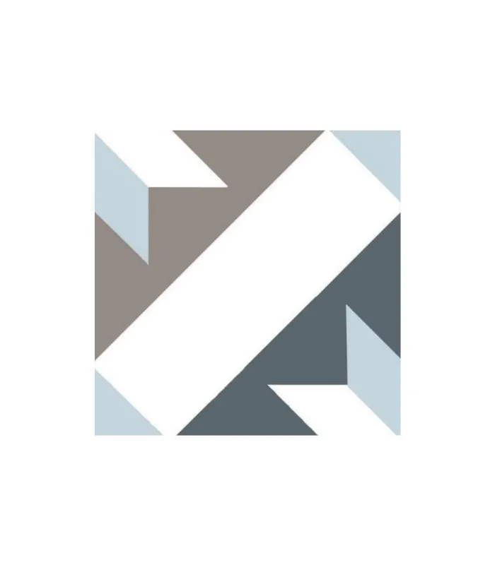 Suelo hiráulico de color celeste, azul y gris