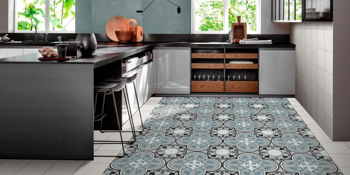 azulejo hidráulico en cocinas
