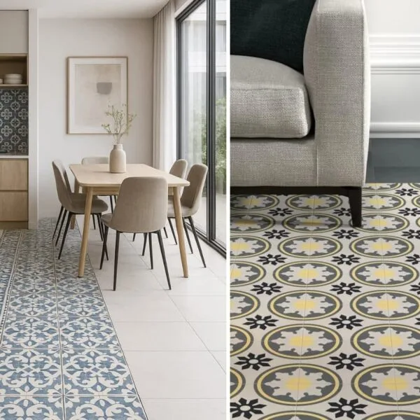 Suelos porcelánicos con suelos hidráulicos