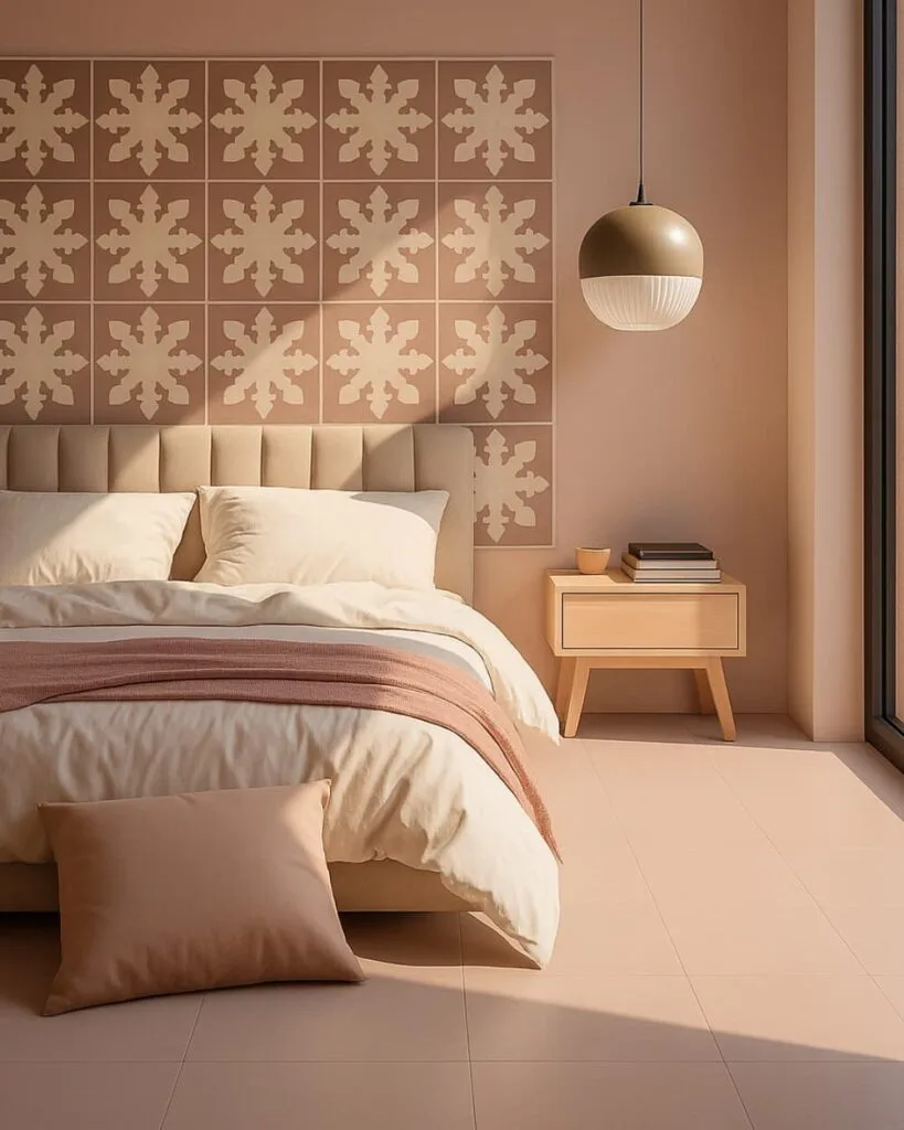 Baldosa hidrúlica en pared de dormitorio - AnticTiles