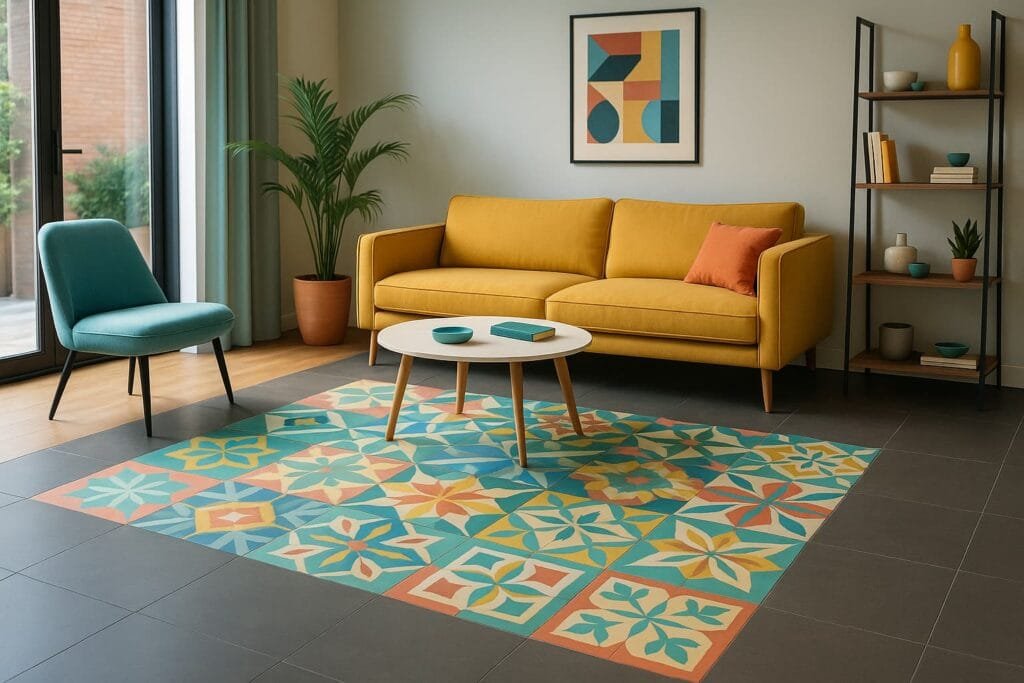 Patchwork de suelos hidráulicos en salón