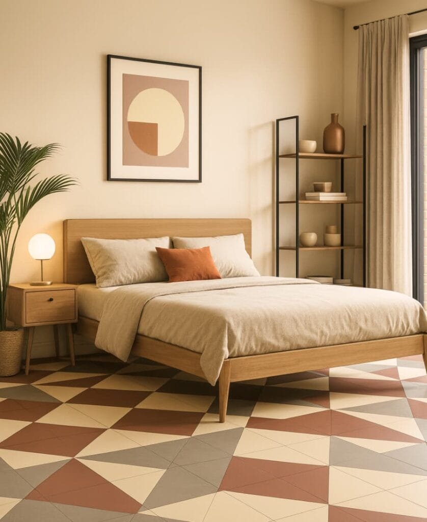 habitación moderna con suelo vintage de tres colores