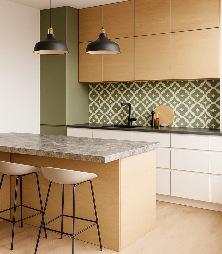 Cocina con baldosas decorativas hidráulicas