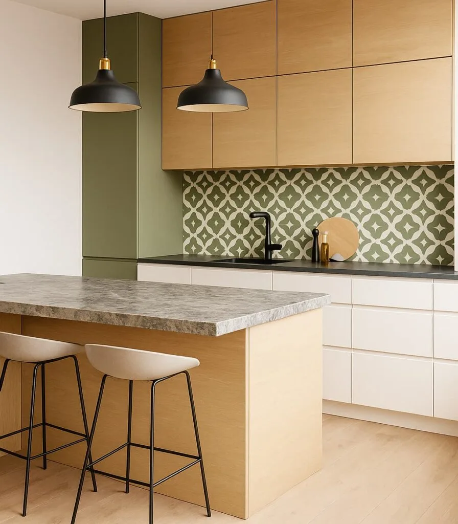 Cocina con baldosas decorativas hidráulicas