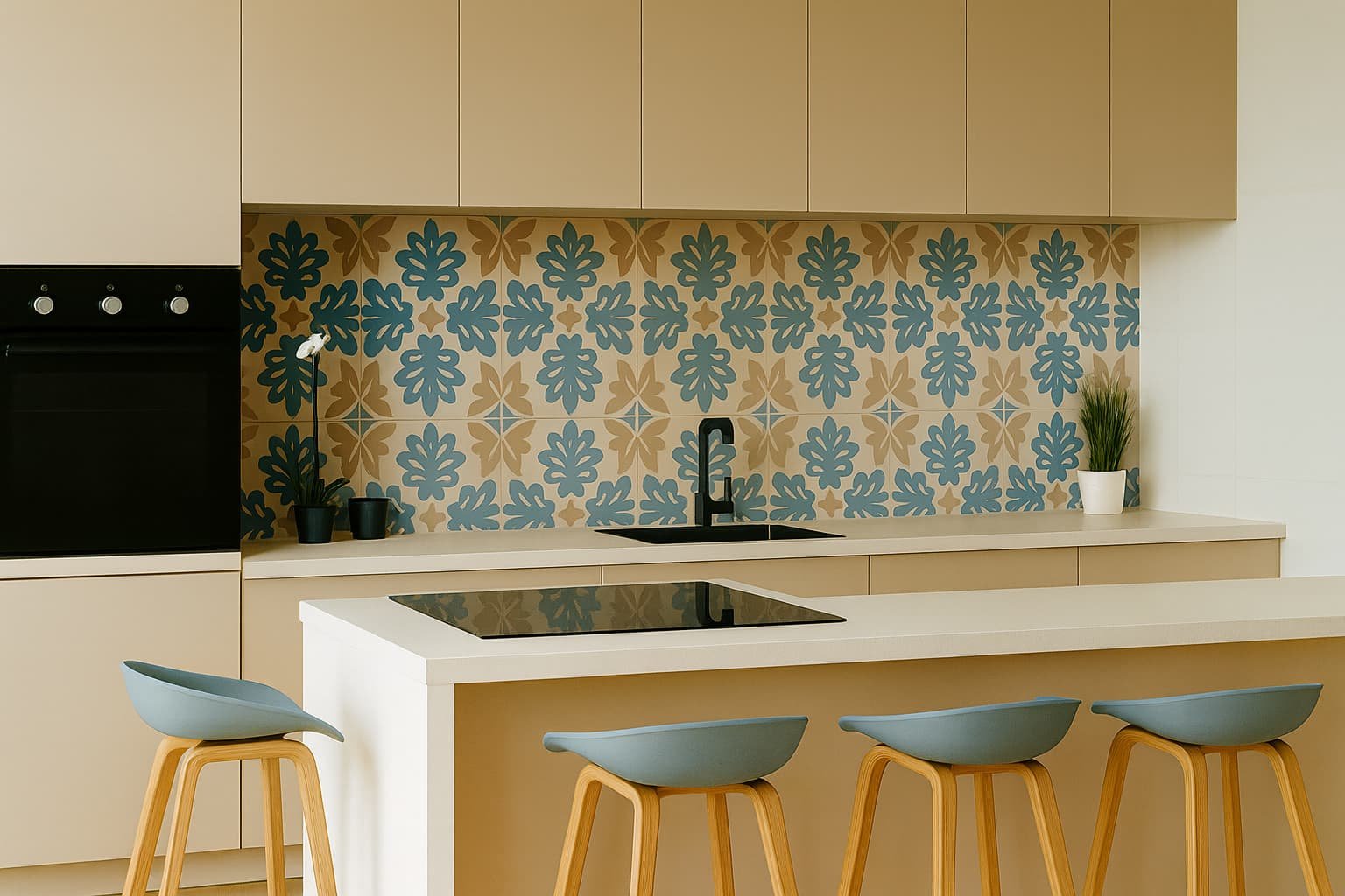 Cocina decorada con baldosas hidráulicas ANTCTILES